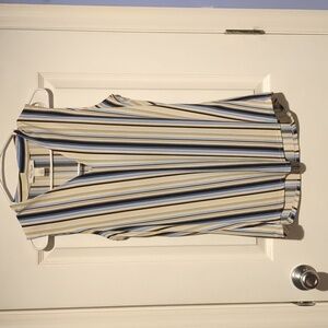 White House/Black Market Women's Striped Sleeveless Top - Blue and White
